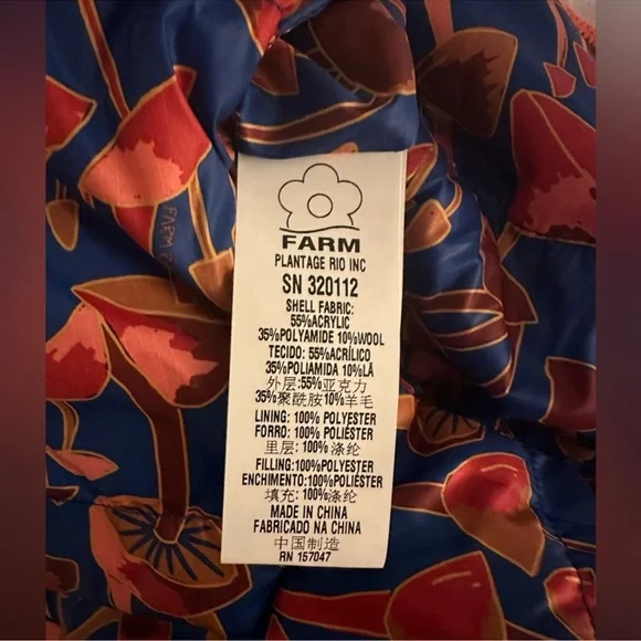 Farm Rio Rose Wild Horses Tricot Reversible Puffer Jacket - Picture 12 of 12